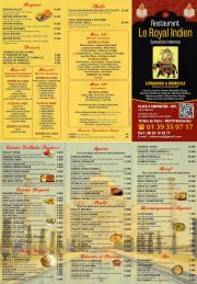 menu Royal Indien